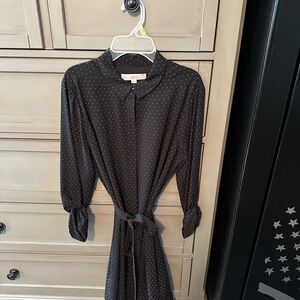 Loft black dress with polka dots